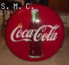 36 inch Porcelain Coca-Cola Button Sign with Bottle Art